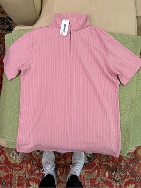Pink Short-Sleeve Polo with Quarter Zip - Part of a set